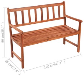 Banca de gradina cu perna, 120 cm, lemn masiv de acacia Rosu, 120 x 50 x 7 cm, 1, 120 x 50 x 7 cm