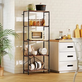 HOMCOM Raft, 5 polițe, metal, suprafață melaminată, maro | Aosom Romania