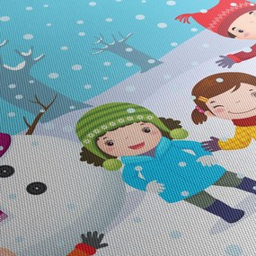 Tablou - Bucurii de iarnă pentru copii (cu ceas) (90x30 cm)
