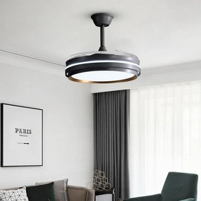 Lustra cu ventilator, ESC-417YY BK, design modern, Negru