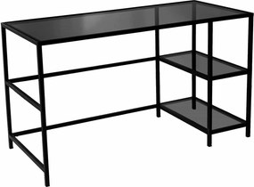 Birou 552NOS1704, negru, sticla/metal, 130x60x75 cm