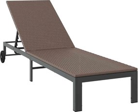 vidaXL Șezlong 1-persoană Maro 206 x 62.5 x 74 cm poliratan