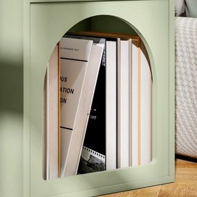 HOMCOM Noptieră Subțire cu 2 Compartimente Deschise, Design în Formă de Arc 40x30x60 cm Verde | Aosom Romania