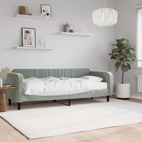 vidaXL Pat de zi cu saltea, gri deschis, 80x200 cm, catifea