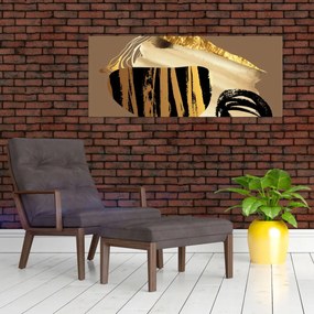 Tablou - Abstracție maro auriu N⁰2 (120x50 cm)