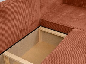 OFERTA Canapea colt teracota SMART COSARO, reversibila + 2 perne GRATUIT II. calitate