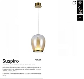 Lustra/Pendul LED modern design decorativ Suspiro D-25cm gold/amber