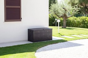 WOOD cutie de depozitare din plastic pentru grădină 420 L, g