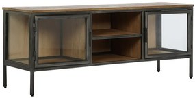 Comoda TV, neagra, din lemn si metal, Ferra