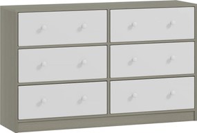 HOMCOM Comodă cu 6 sertare pentru dormitor, alb și gri | Aosom Romania