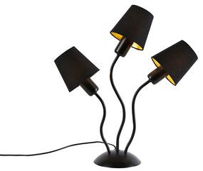 Lampă de masă de design neagră 3 lumini cu abajururi cleme - Wimme