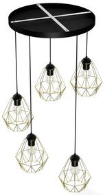 Lustră pe cablu BERGEN 5xE27/60W/230V neagră/aurie