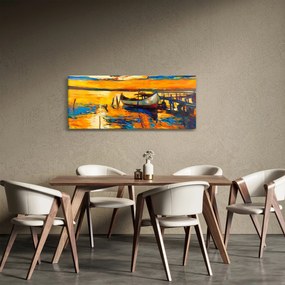 Tablou - Barca la apus de soare (120x50 cm)