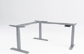 Cadru birou reglabil electric în L, Viva Upgrade, triple motor, 150 kg - Gri