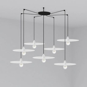 Lustra cu 7 Pendule design modern PLAT alb