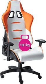 Scaun de birou/joc, alb/portocaliu/negru, portanţă 150 kg, ASKARE