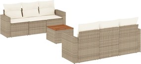 vidaXL Set canapele de grădină, 7 piese, cu perne, bej, poliratan