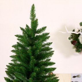 Homcom Albero di Natale Artificiale 210cm Base in Metallo Verde Φ91cm