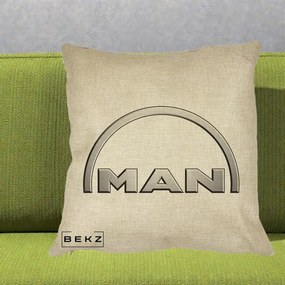 Perna Personalizata cu emblema MAN, 40x40 cm, Crem, Husa Detasabila, Perna Inclusa, BEKZ®