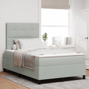 vidaXL Pat box spring cu saltea &amp; LED, gri deschis, 120x200 cm catifea