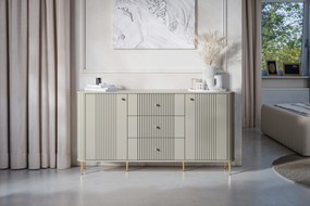 Comodă cu sertare Vesper 160 cm - cașmir / picioare aurii