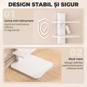 HOMCOM Bibliotecă Verticală cu 11 Rafturi, Structură din Oțel, Economie Spațiu, 34,5x41,5x163,5 cm, Alb | Aosom Romania