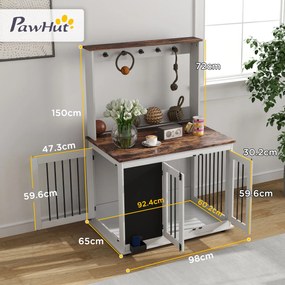 PawHut Cutie pentru câini cu raft de depozitare pentru jucării, cârlige pentru lese, tablă pentru scris, burete pentru șters, pentru câini mari, Alb | Aosom Romania