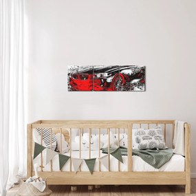 Tablou - Mașina pictată în acțiune (cu ceas) (90x30 cm)