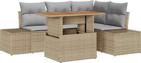 vidaXL Set de canapele pentru grădină 5 pcs Bej Rattan poli