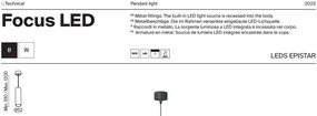 Pendul LED design tehnic Focus negru, 3000K