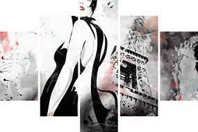 Tablou - Doamna și Turnul Eiffel (150x105 cm)