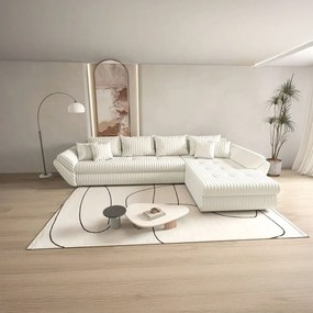 Colțar extensibil dumonde cu ladă de depozitare si sezut confortabil din spuma high-density, Loana XL Ambience Ivory II 335x185 cm