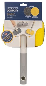 Mop diferite suprafete 2in1 Joseph Joseph CleanTech 6500012, 18,5 cm, Maner cu prindere moale, Gri/Galben