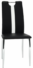 Scaun, negru / alb, piele ecologică / crom, SIGNA