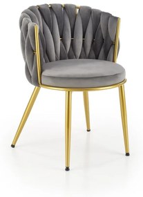 Scaun K517 velvet gri/auriu