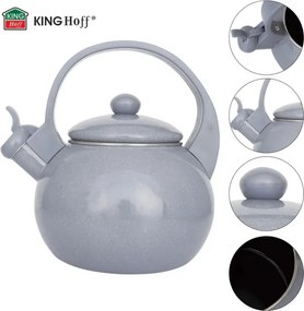 Ceainic cu fluier Kinghoff KH 2079, 2 l, interior emailat, compatibil cu plitele cu inducție, gri