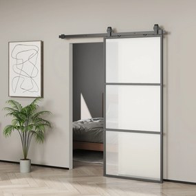 HOMCOM Ușă Glisantă Exterioară pentru Perete 91.4x203.2cm In Sticlă Mată Per Bucătărie | Aosom Romania