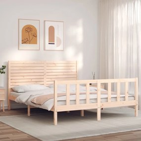 3193211 vidaXL Cadru de pat cu tăblie, king size, lemn masiv
