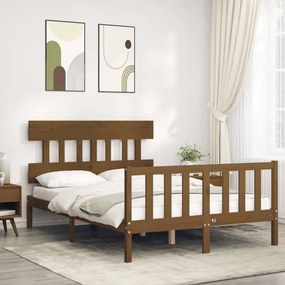 3193334 vidaXL Cadru de pat cu tăblie, maro miere, 120x200 cm, lemn masiv