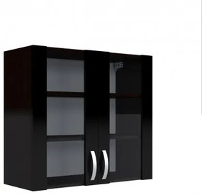 Corp superior vitrina 80 cu 2 usi Zebra negru
