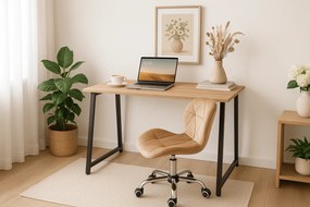 Set pentru birou – birou pliabil ZARIMO 80×40 cm stejar sonoma + scaun de birou AVOLA VELVET maro deschis