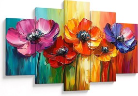 Tablou - Cinci flori colorate (150x105 cm)