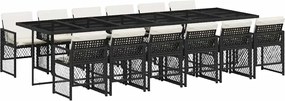 vidaXL Set mobilier de grădină cu perne, 13 piese, negru, poliratan