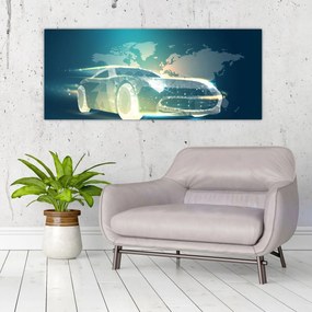 Tablou - Mașină din forme geometrice (120x50 cm)