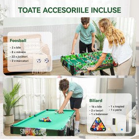 HOMCOM Masă de Jocuri 6 în 1 cu Fotbal de Masă, Biliard, Air Hockey, Tenis de Masă, Hockey pe Iarbă, 118x104x71 cm | Aosom Romania
