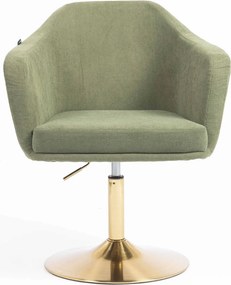 HR832N Scaun Catifea Reiată Premium culoare verde salvie cu Bază Aurie