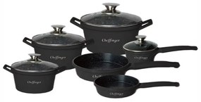 Set Cratite 6 Piese Cheffinger Diamond  Acoperire cu marmura Negru