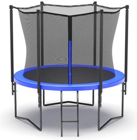 Trambulina de gradina cu plasa de siguranta si scara Culoare albastra, BARS 244 cm