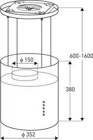 Hotă de bucătărie suspendată Tango, albă, 190 W