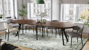 Mazzoni VITO Stejar Maro/picioare negre - MASĂ MARE ROTUNDĂ Ø110 EXTENSIBILĂ PÂNĂ LA 310 cm CU PICIOARE Y LOFT/INDUSTRIALĂ
